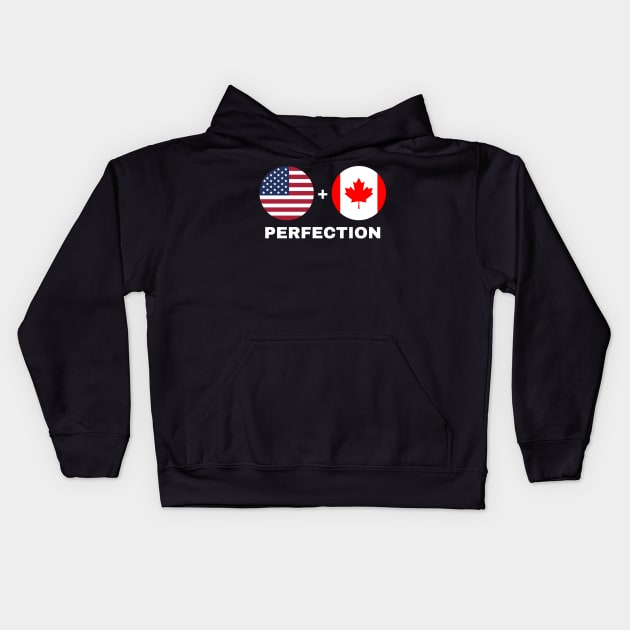 Canadian Plus American Perfection Mix Heritage Flag Gift Kids Hoodie by StarMa